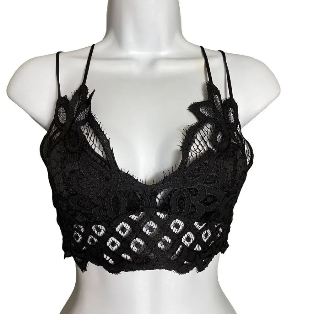 Black Lace Strappy Bra / Camisole New Size S